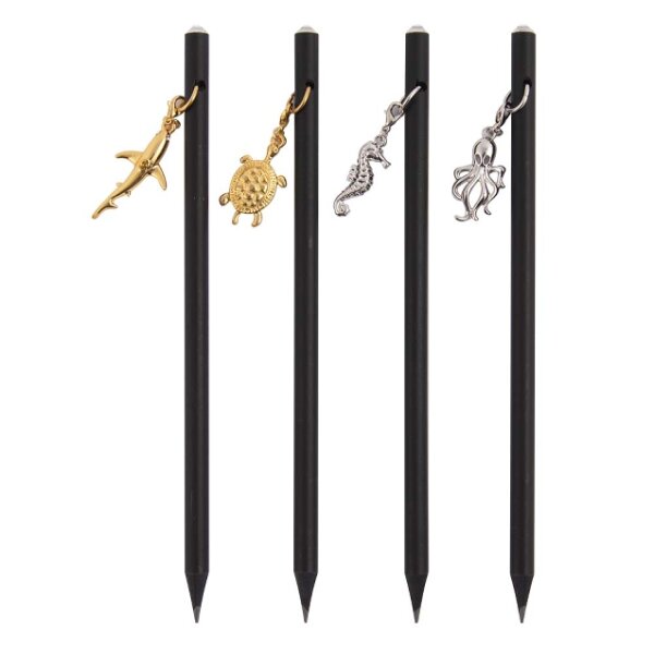Bleistift schwarz mit Meerestieren