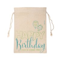 Geschenksack Baumwolle ORGANICS Happy Birthday blau