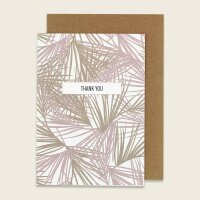 Klappkarte Palmblätter, Thank You- rose/khaki