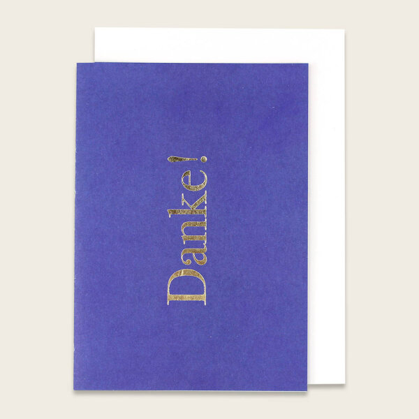 Klappkarte “Danke”-  mit Goldfolie, blau