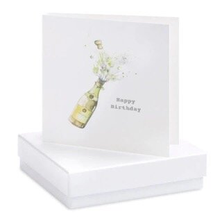 Boxed Happy birthday Champagne Earring Card