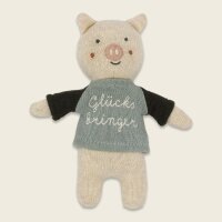 Glücksbringer - Schwein mit shirt in eisblau/oliv