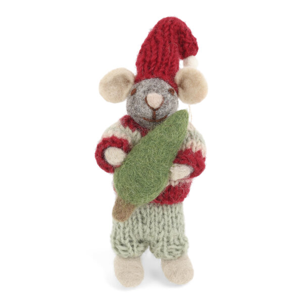 Graue Maus mit Weihnachtsbaum