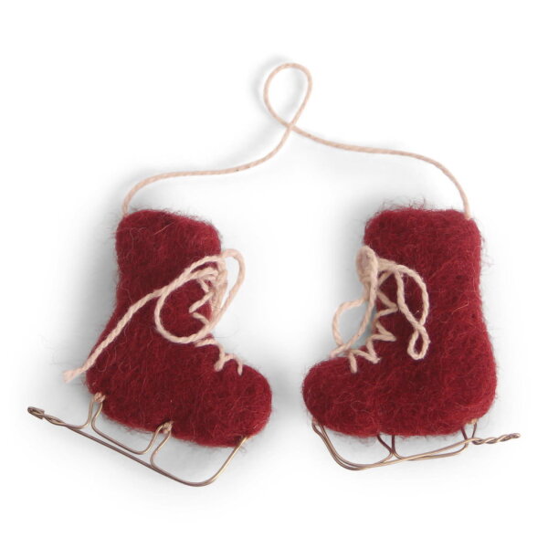 Eislaufschuhe aus rotem Filz