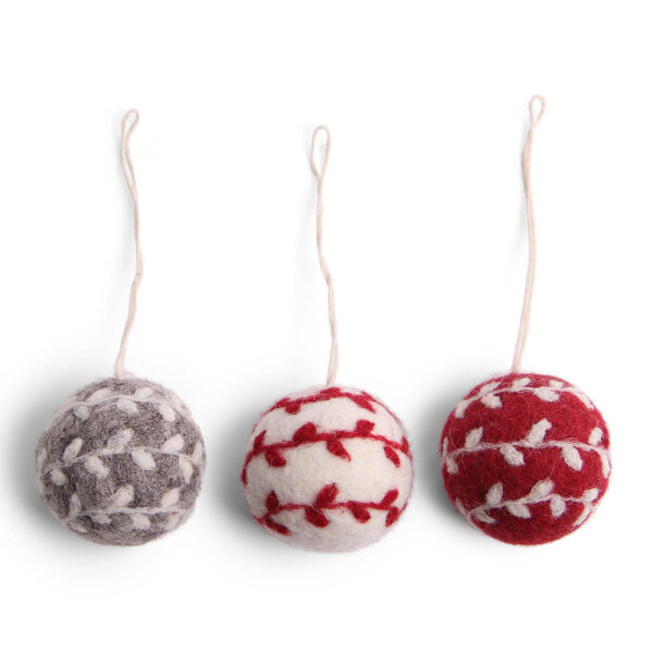 Filz Kugel Ornamente - 3er Set