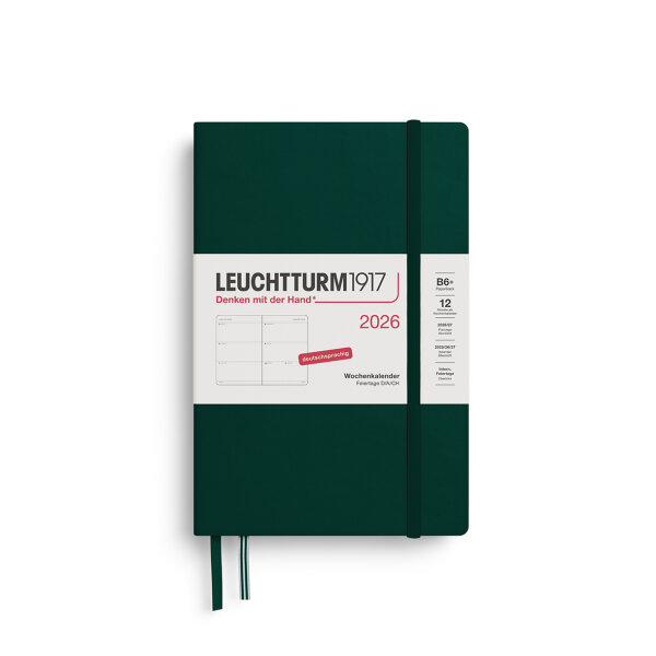 Wochenkalender Paperback 2026 B6+, forest green