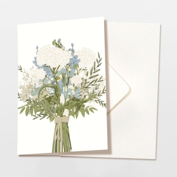 Klappkarte "Blumenstrauß blau" mit Umschlag