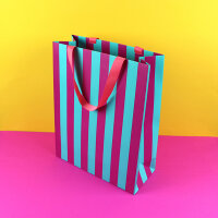 Geschenktasche Größe L, violett/mint/koralle